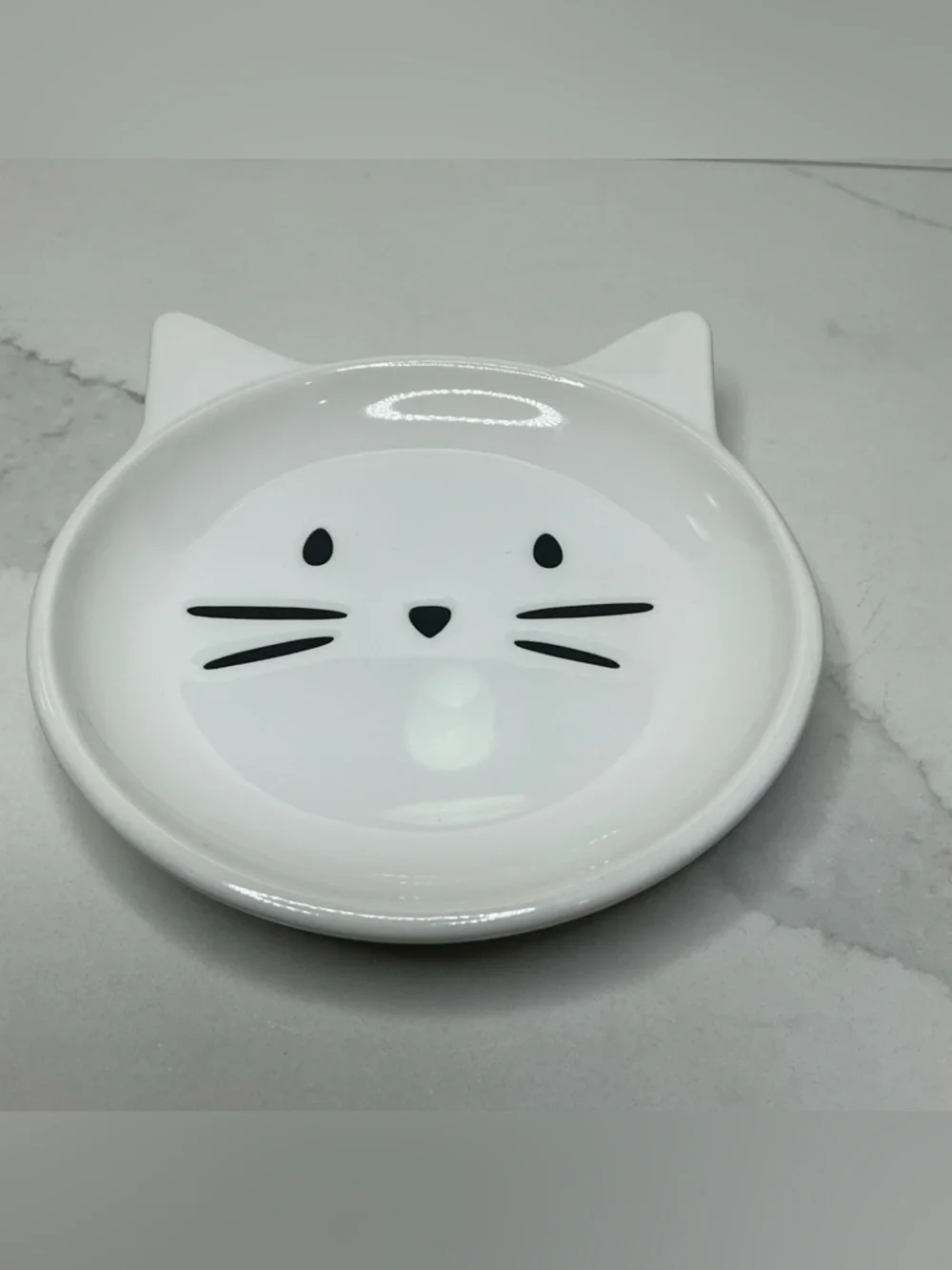 Signature Ceramic Bowl Cat Face Shaped Trinket Dish white New